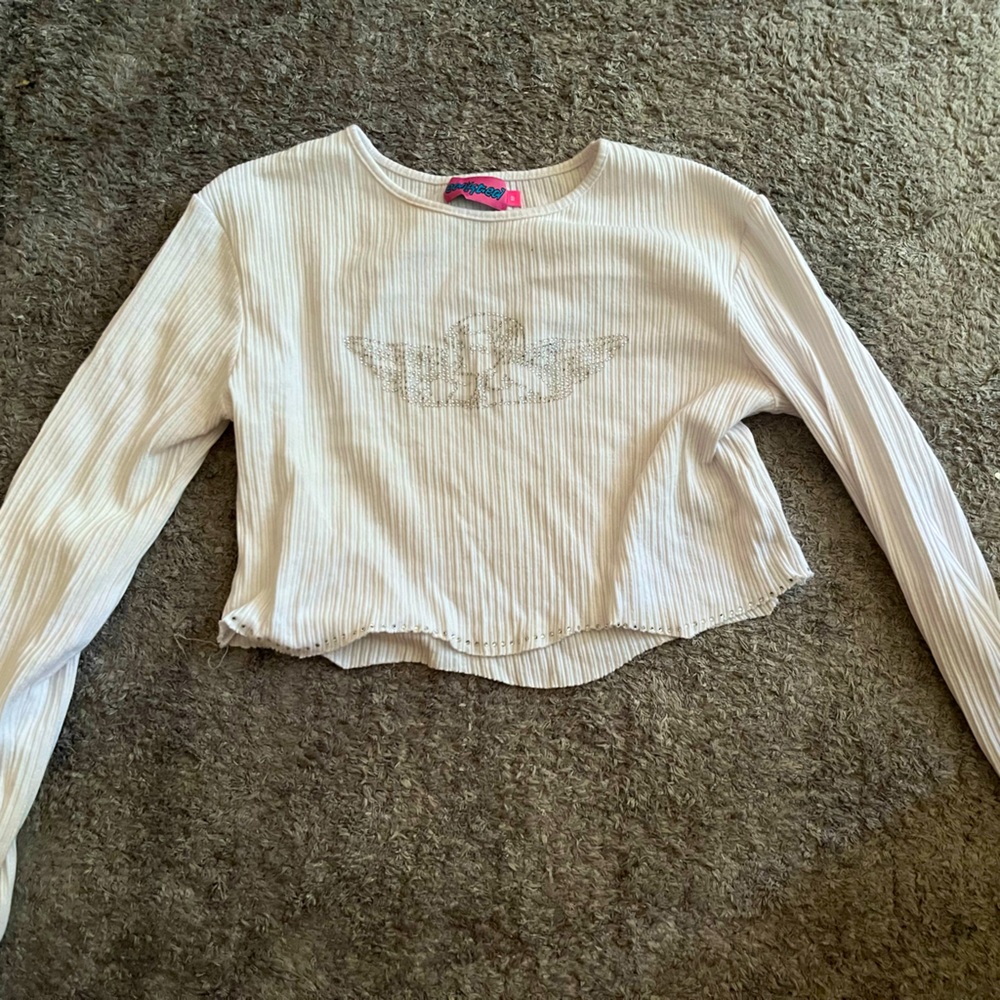 Edikted White Angel Long sleeve cropped top